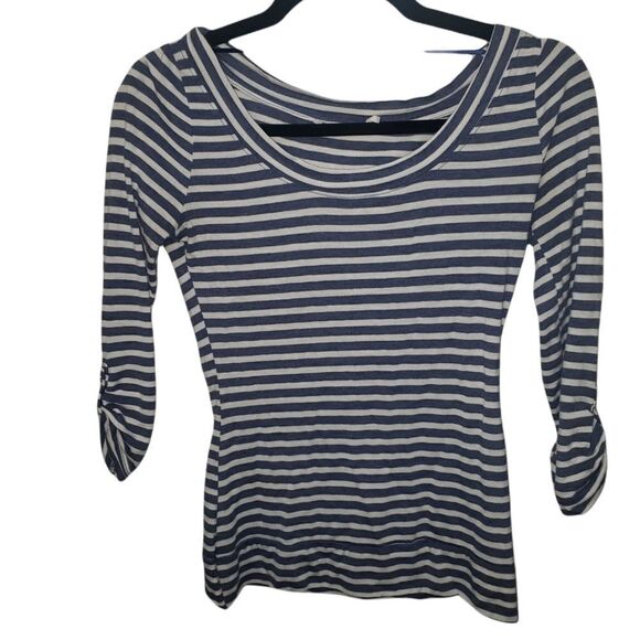 GUESS Blue and White Stripes Quarter Sleeve Blouse Small - Picture 1 of 5